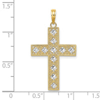 14K W/ Rhodium D/C and Cut-Out Cross Charm-K9542