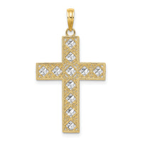 14K W/ Rhodium D/C and Cut-Out Cross Charm-K9542