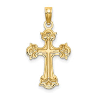 14K W/ Rhodium and D/C Fleur-De-Lis Cross Charm-K9544