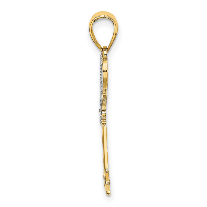 14k w/Rhodium Key w/Heart Charm-K9545