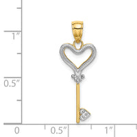 14k w/Rhodium Key w/Heart Charm-K9545
