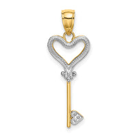 14k w/Rhodium Key w/Heart Charm-K9545