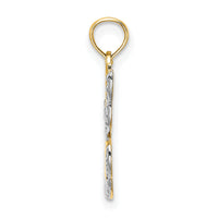 14K w/Rhodium Polished/Textured Cut-Out HOPE Angel Charm-K9547