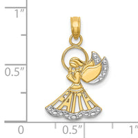 14K w/Rhodium Polished and Textured Angel W/ Faith Charm-K9548