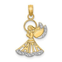 14K w/Rhodium Polished and Textured Angel W/ Faith Charm-K9548