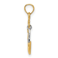14k Two-Tone Polished Half Moon and Star Pendant-K955