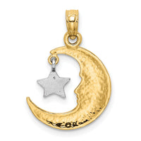 14k Two-Tone Polished Half Moon and Star Pendant-K955