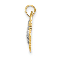 14k w/Rhodium Cut-Out MOM In Scallop Heart Charm-K9550
