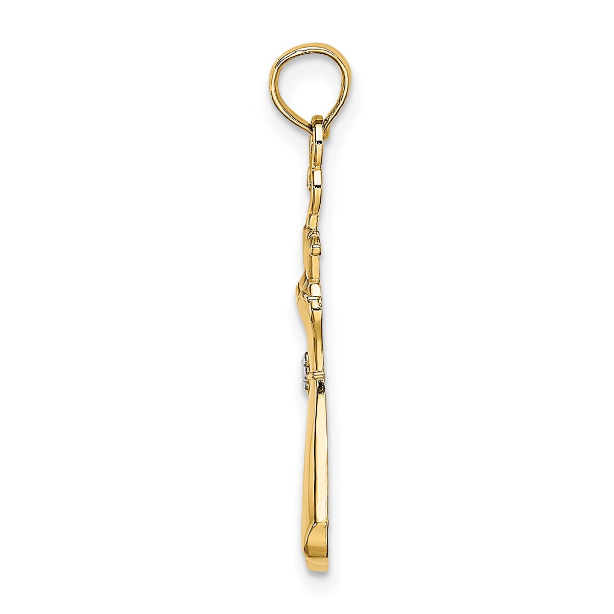 14K w/Rhodium Dress W/ Flower Charm-K9552