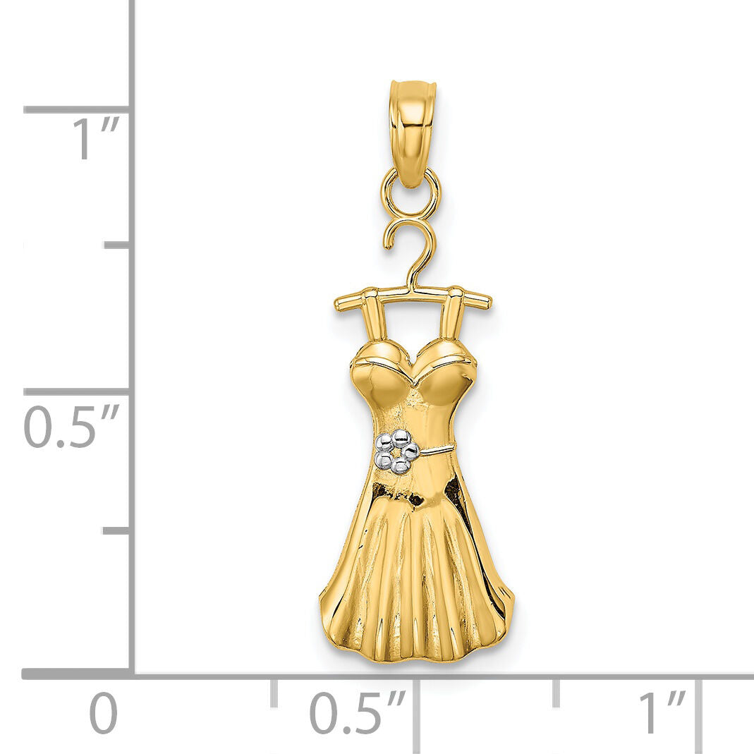 14K w/Rhodium Dress W/ Flower Charm-K9552