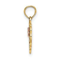 14k Two-Tone SWEET 16 Heart w/ Flower Charm-K9554