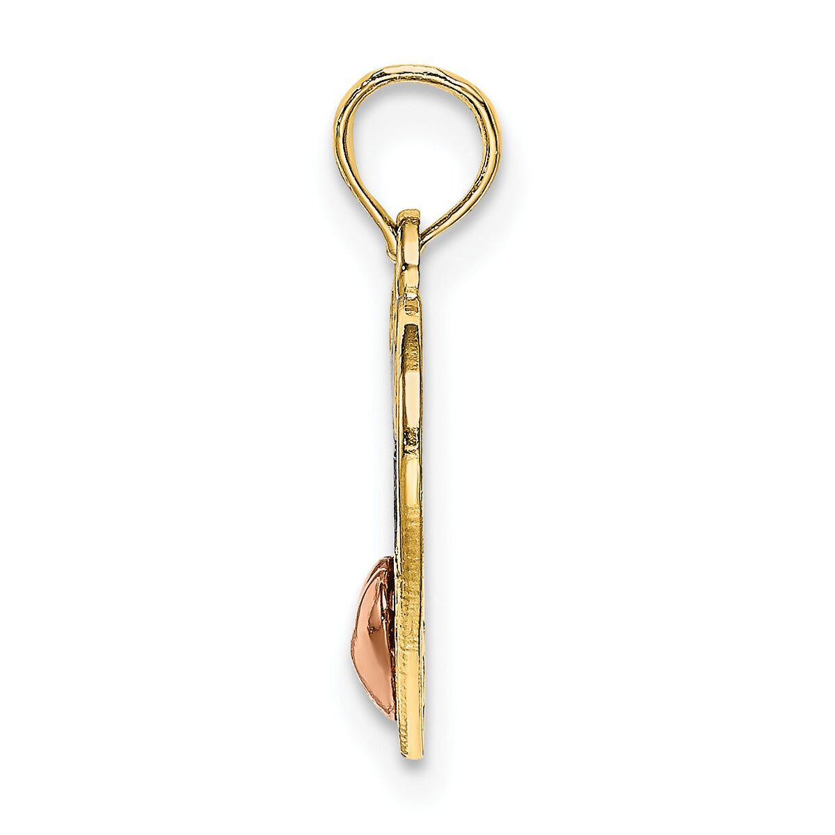 14K Two-tone w/White Rhodium Polished MOM  in Heart Pendant-K9559