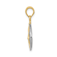 14k Two-Tone Solid Polished Reversible Sun and Moon Pendant-K956