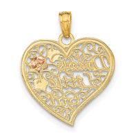 14k Two-tone White Rhodium DADDYS LITTLE GIRL Filigree Heart Charm-K9562
