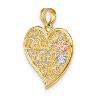 14k Two-tone White Rhodium DADDYS LITTLE GIRL Filigree Heart Charm-K9562