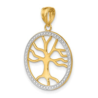 14k w/Rhodium Large Tree of Life Round Frame Charm-K9564