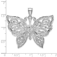14K White Gold Large Diamond-cut Beaded Butterfly Charm-K9567W