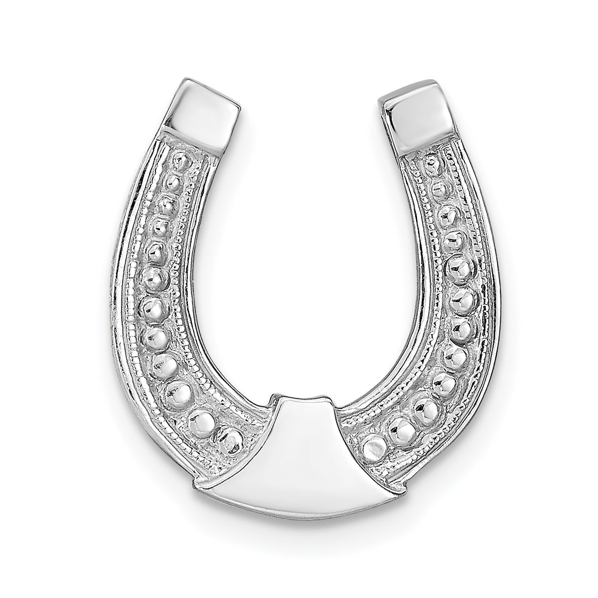14k White  Gold Horseshoe Chain Slide Charm-K9568W