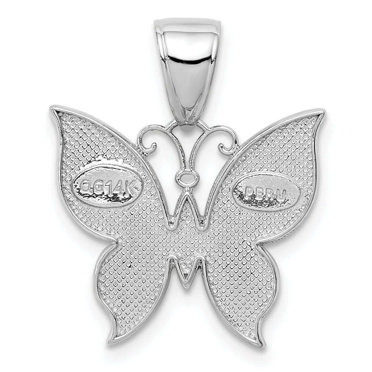 14K White Gold Butterfly Pendant-K9572W