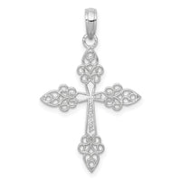 14k White Gold Filigree Cross Pendant-K9573W