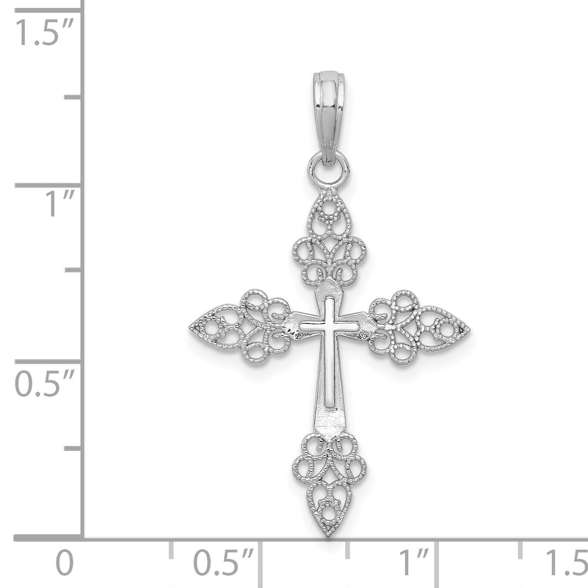 14k White Gold Filigree Cross Pendant-K9573W