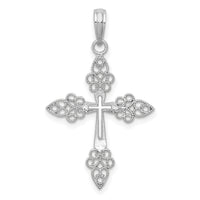 14k White Gold Filigree Cross Pendant-K9573W