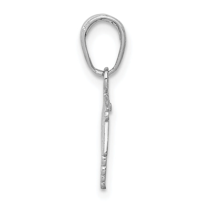 14K White Gold Textured RN Caduceus Charm-K9574W