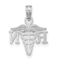 14K White Gold Textured RN Caduceus Charm-K9574W