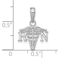 14K White Gold Textured RN Caduceus Charm-K9574W