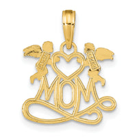 14K Polished MOM w/Heart and Angels Pendant-K9577