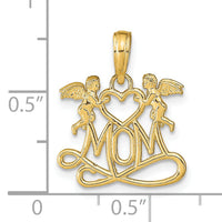 14K Polished MOM w/Heart and Angels Pendant-K9577