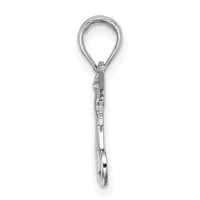 14K White Gold MOM w/ 2 Angels Holding Heart Charm-K9577W