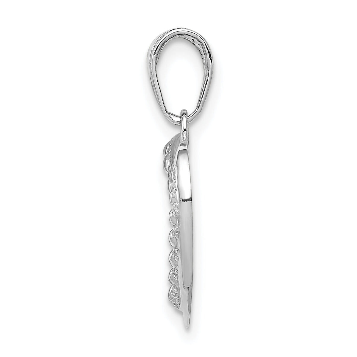 14K White Gold Polished and Textured Heart Pendant-K9579W