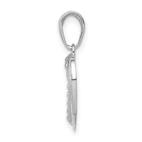 14K White Gold Polished and Textured Heart Pendant-K9579W