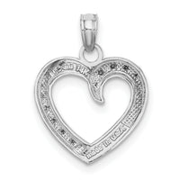 14K White Gold Polished and Textured Heart Pendant-K9579W