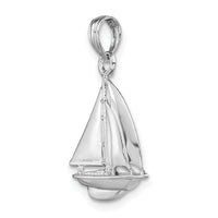 14K White Gold Polished 3-D Sailboat Charm-K9580W