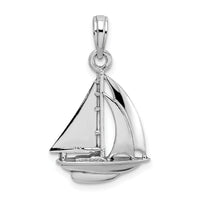 14K White Gold Polished 3-D Sailboat Charm-K9580W