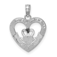14K White Gold Polished/Textured Heart Claddagh Charm-K9581W