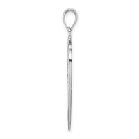 14k White Gold Cross Shield w/ Joshua 1:9 On Reverse Charm-K9582W