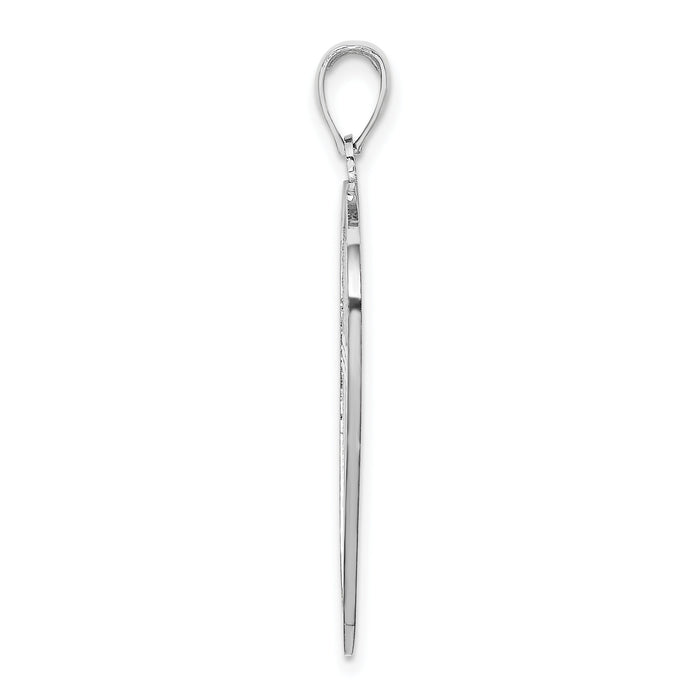 14k White Gold Cross Shield w/ Joshua 1:9 On Reverse Charm-K9582W