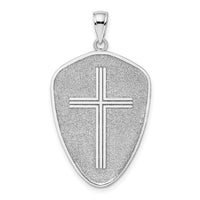14k White Gold Cross Shield w/ Joshua 1:9 On Reverse Charm-K9582W