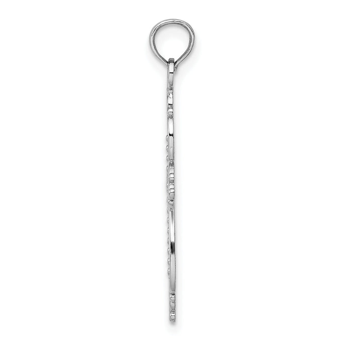 14K White Gold Beaded Cross Charm-K9585W