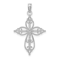 14K White Gold Beaded Cross Charm-K9585W