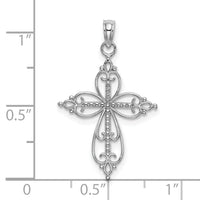14K White Gold Beaded Cross Charm-K9585W