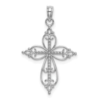 14K White Gold Beaded Cross Charm-K9585W