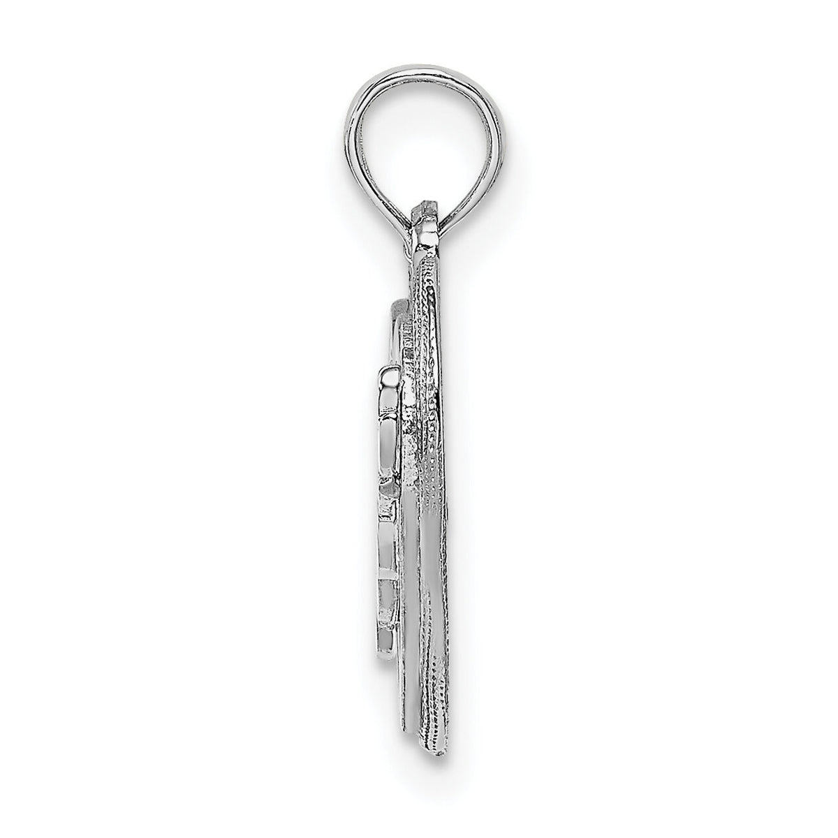 14K White Gold MOM Inside Heart Charm-K9589W