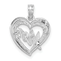 14K White Gold MOM Inside Heart Charm-K9589W