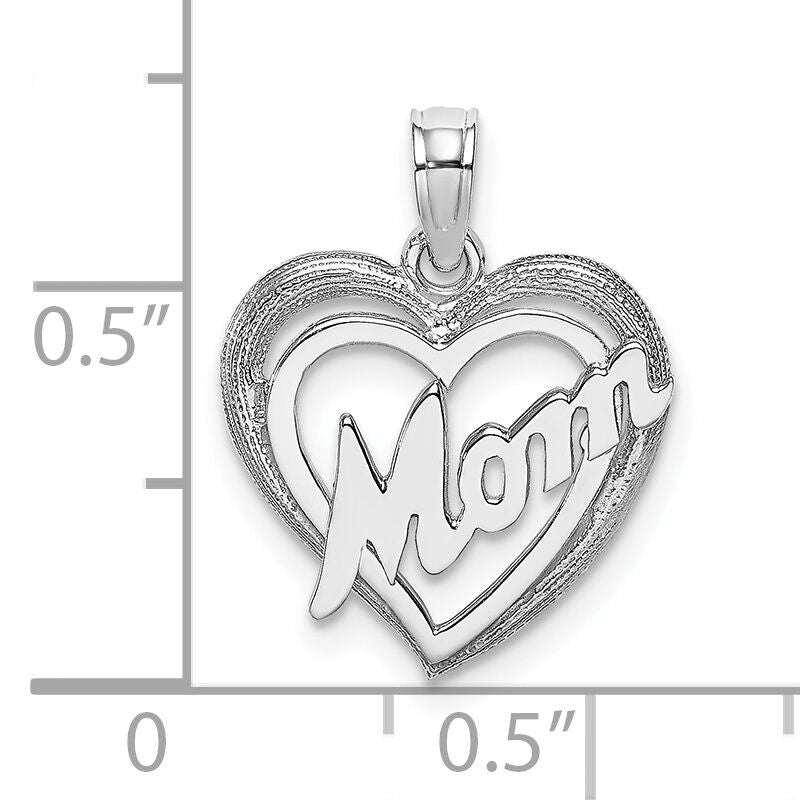 14K White Gold MOM Inside Heart Charm-K9589W