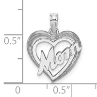 14K White Gold MOM Inside Heart Charm-K9589W