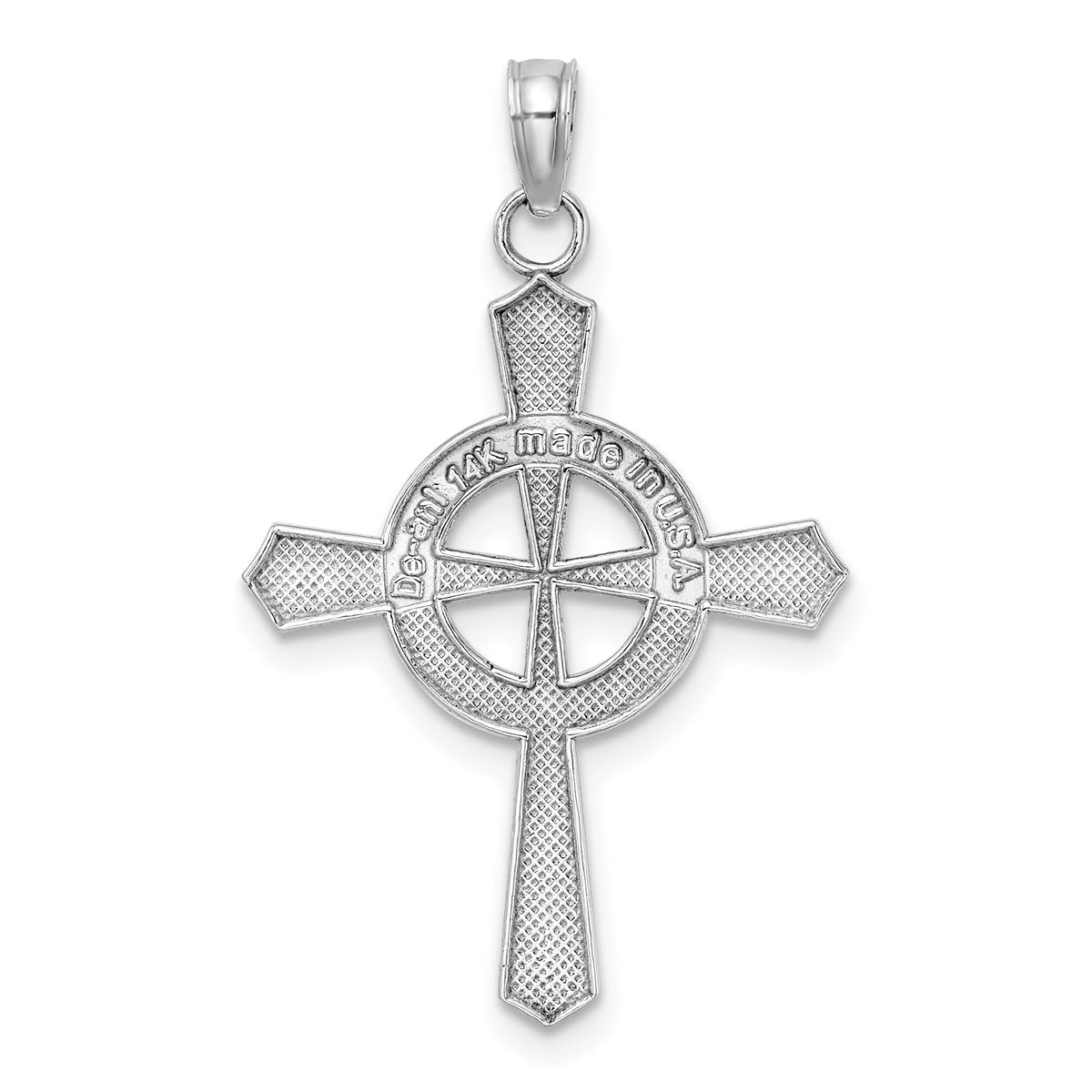 14K White Gold Beaded Celtic Cross w/ Eternity Charm-K9591W
